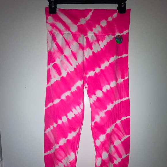 BNWT Ribbed PINK, tie-dye workout leggings - Picture 1 of 5